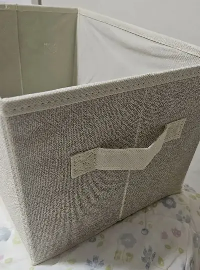 foto de Kit 4 Caixa Organizadora Dobrável Multiuso Guarda Roupa Alça Bege