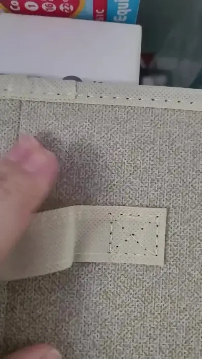 foto de Kit 4 Caixa Organizadora Dobrável Multiuso Guarda Roupa Alça Bege