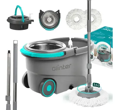 foto de Mop Profissional Inox 16l Com 2 Refis De Microfibra Glinter