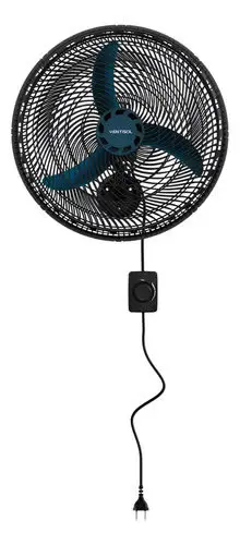 foto de Ventilador De Parede Ventisol New Azul 3 Velocidades Estrutura Preto Diâmetro 50 Cm Material Das Pás Plástico