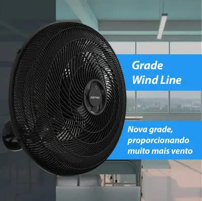 foto de Ventilador De Parede Ventisol New Azul 3 Velocidades Estrutura Preto Diâmetro 50 Cm Material Das Pás Plástico