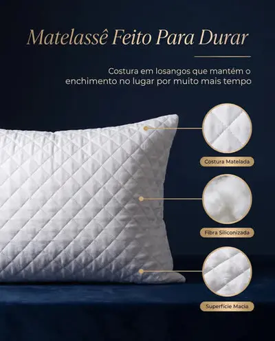 foto de Kit C/2 Travesseiros Luxo Matelado Fibra Antialérgica 50x70