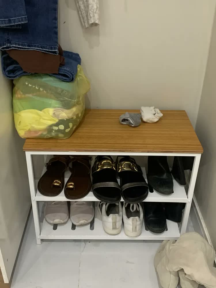 foto de Sapateira Banco Industrial Love Loft Ferro e Madeira Branco 60cm Com Assento
