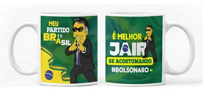 foto de Caneca Personalizada Bolsonaro Presente Xícara Porcelana Cor Verde Bolsonaro 4