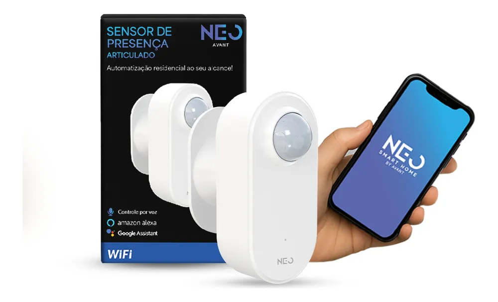 foto de Sensor Presença Articulado 360 Inteligente Wi-Fi 2.4 GHz Bivolt Branco Cod: 291100034 Avant Neo