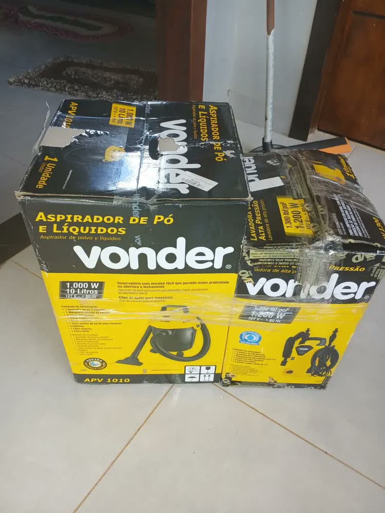 foto de Lavadora Alta Pressão Lav1300 + Aspirador Apv1010 - Vonder Cor Amarelo