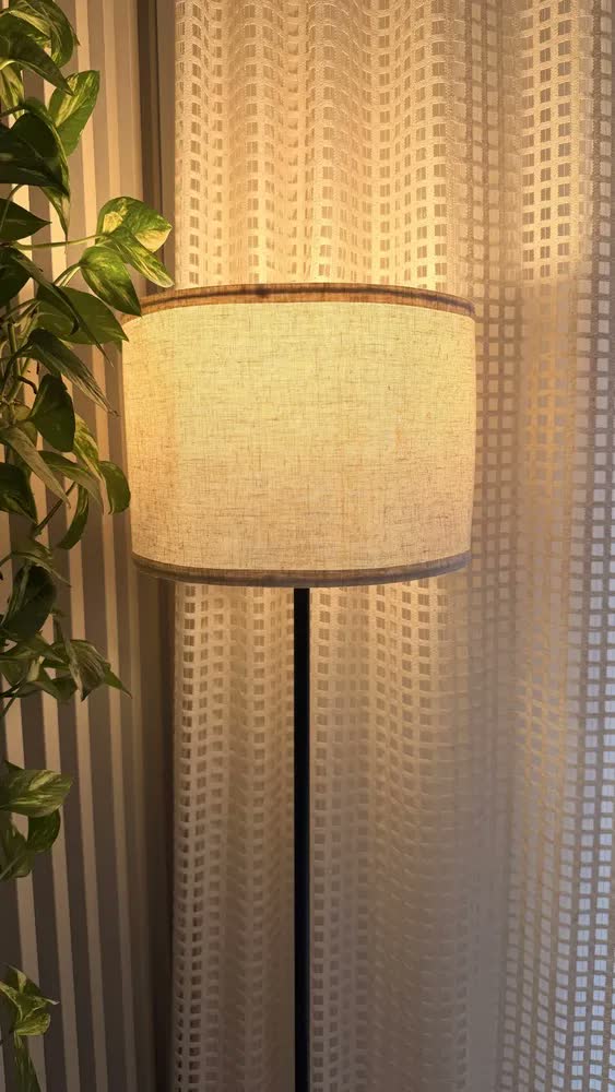 foto de Luminária De Chão, Moderna Com Cúpula De Tecido E27, Abajur De Piso Decorativa Com Luz Suave E Ajuste De Cor, Design Minimalista Para Sala De Estar, Quarto E Escritório, Tieesa Preto