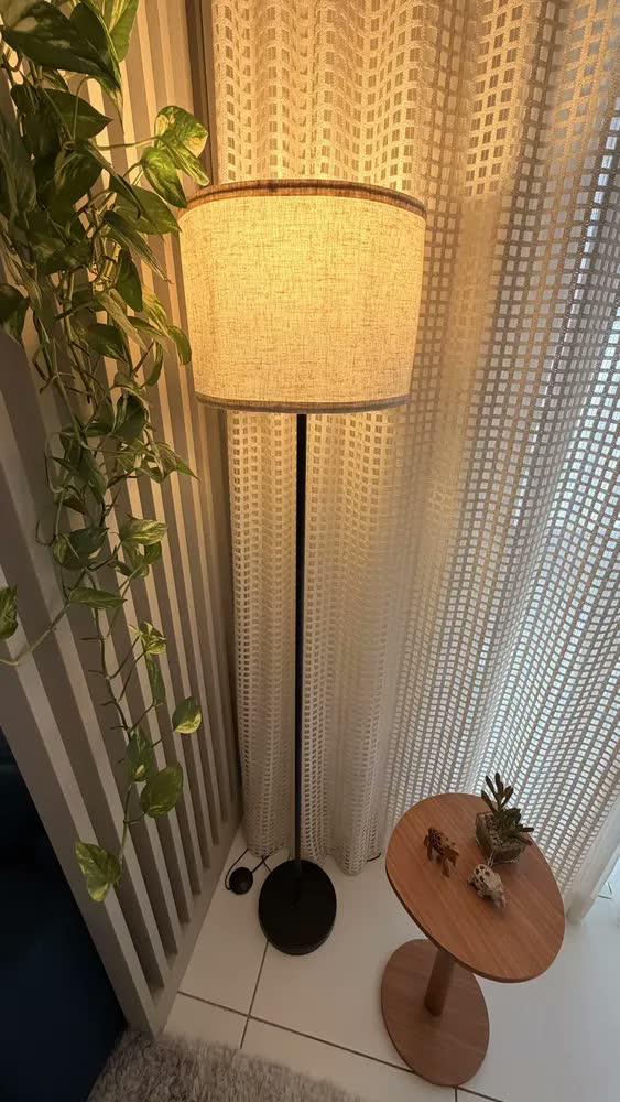foto de Luminária De Chão, Moderna Com Cúpula De Tecido E27, Abajur De Piso Decorativa Com Luz Suave E Ajuste De Cor, Design Minimalista Para Sala De Estar, Quarto E Escritório, Tieesa Preto