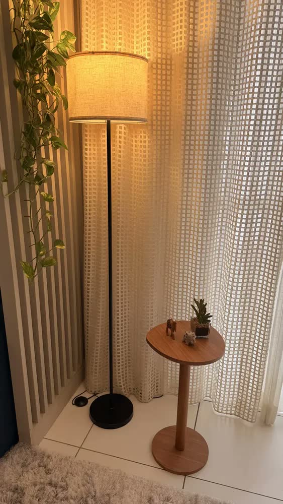 foto de Luminária De Chão, Moderna Com Cúpula De Tecido E27, Abajur De Piso Decorativa Com Luz Suave E Ajuste De Cor, Design Minimalista Para Sala De Estar, Quarto E Escritório, Tieesa Preto