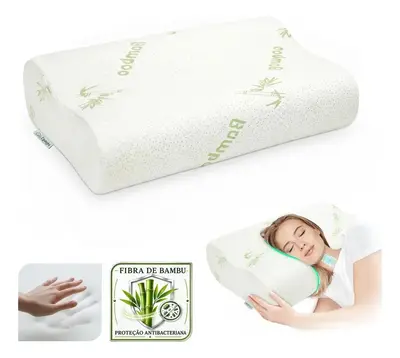foto de Travesseiro Nasa Cervical Ortopédico Antialérgico Ergonômico Respirável Com Capa Fibra De Bambu G