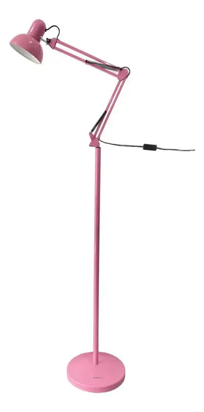 foto de Luminária De Piso Dapon Flobk-eu Abajur Flexível Cúpula Rosa Estrutura Rosa
