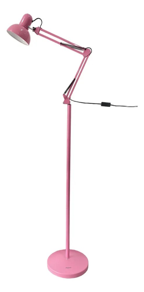 Luminária De Piso Dapon Flobk-eu Abajur Flexível Cúpula Rosa Estrutura Rosa
