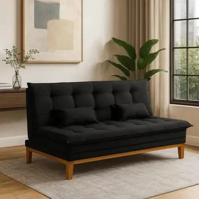 foto de Sofa Cama 1 80 Preto Megmobilia Confort Divino Retrátil Moderno Reclinavel Moderno Confortavel Direto Da Fabrica