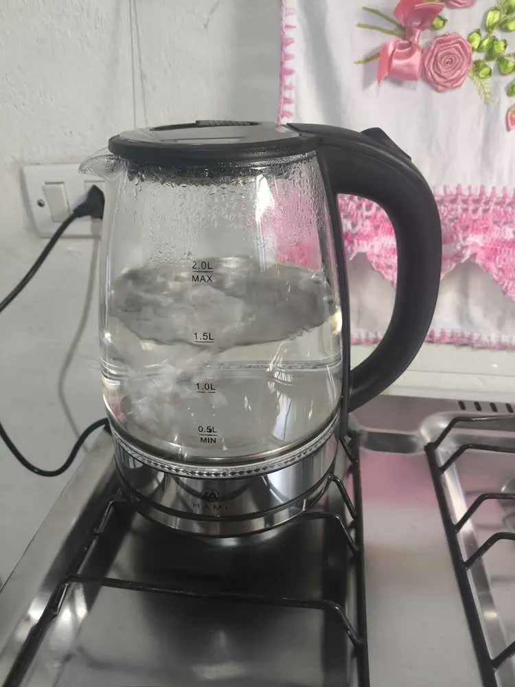 foto de Chaleira Elétrica De Vidro Jarra 2l 1000w Desligamento Automático 110v