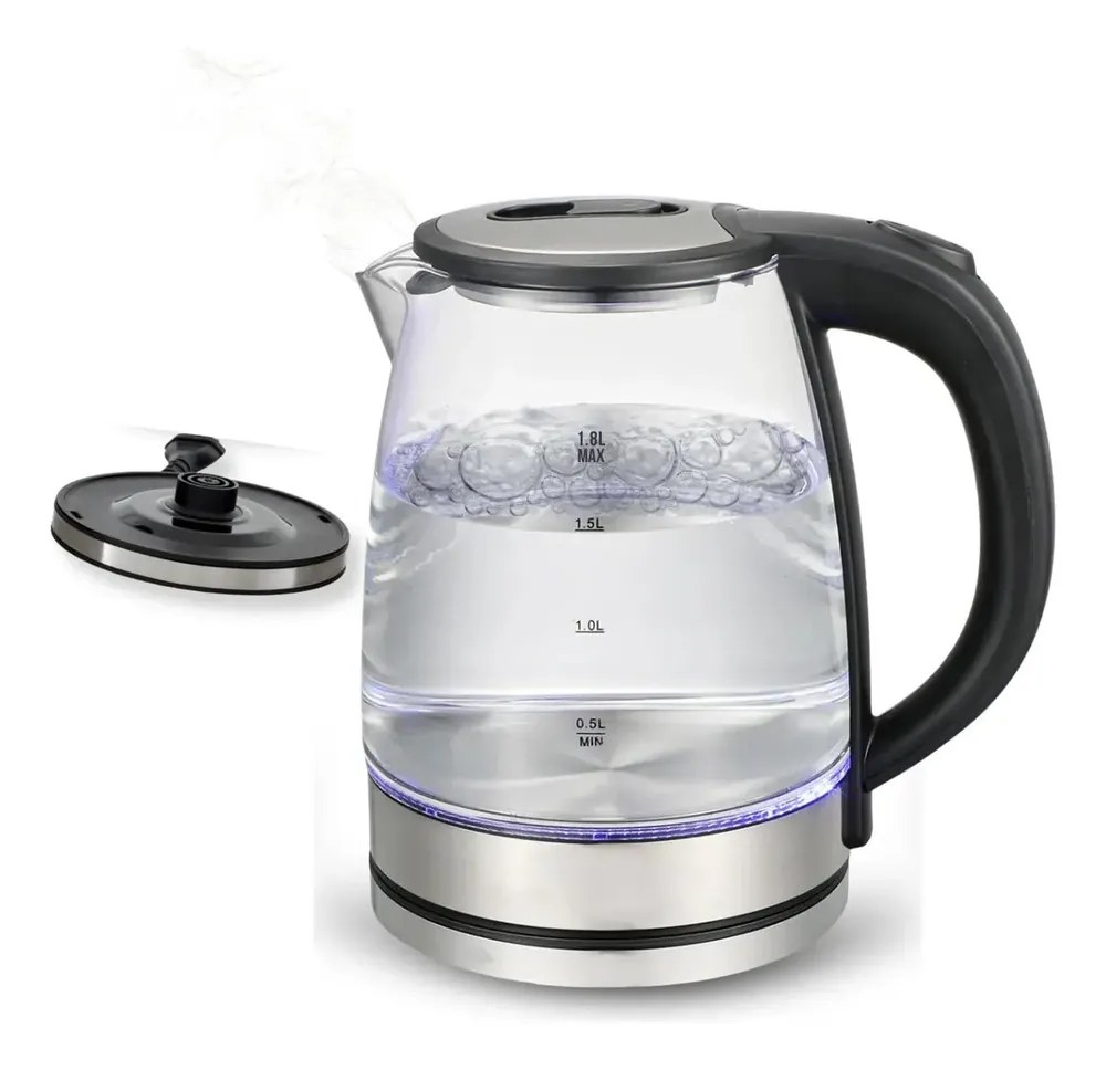 Chaleira Elétrica De Vidro Jarra 2l 1000w Desligamento Automático 110v