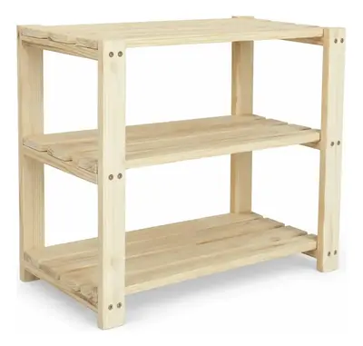 foto de Sapateira De Pinus 3 Andares - Organize Seus Sapatos Bege