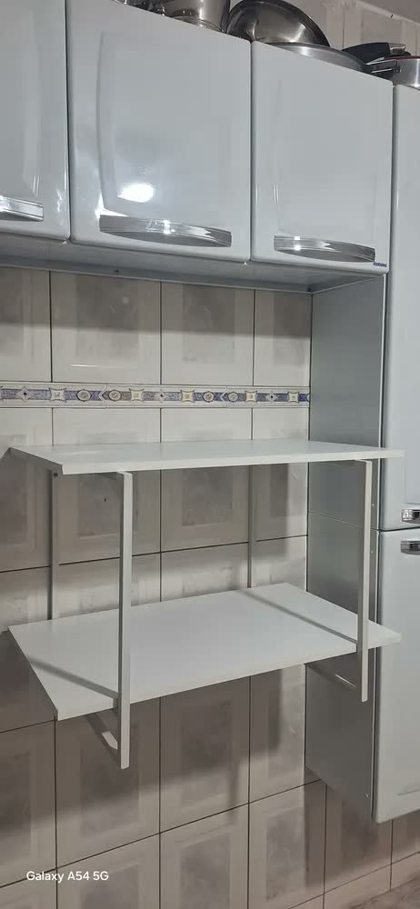 foto de Prateleira Industrial Tripla 120x40x84 Suporte Metal para Micro-ondas