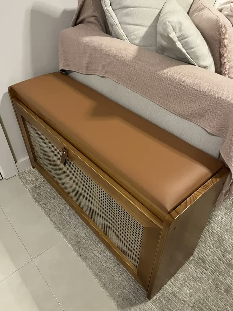 foto de Sapateira De Madeira AngeliCasa Com Porta Basculante 90 Cm Amadeirado