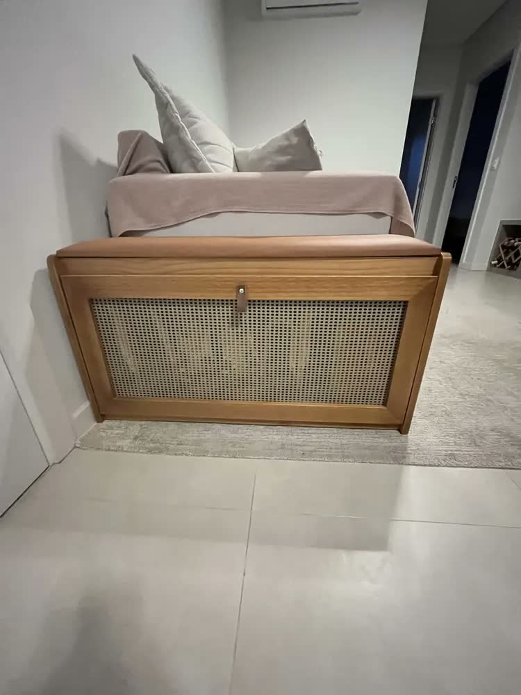 foto de Sapateira De Madeira AngeliCasa Com Porta Basculante 90 Cm Amadeirado