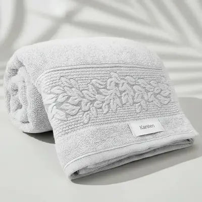 foto de Toalha De Banho Karsten Provence 100% Algodão Barra Jacquard Cor Cinza 80209/8