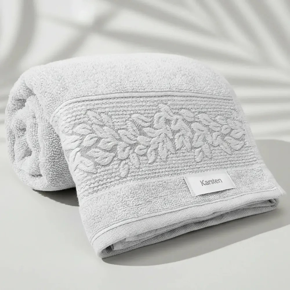 Toalha De Banho Karsten Provence 100% Algodão Barra Jacquard Cor Cinza 80209/8
