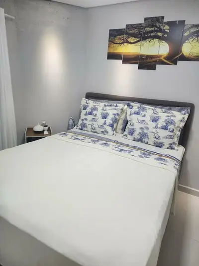 foto de Edredom Porcelana Queen Size 3 Peças Algodão Percal 180 Fios Azul Porcelana