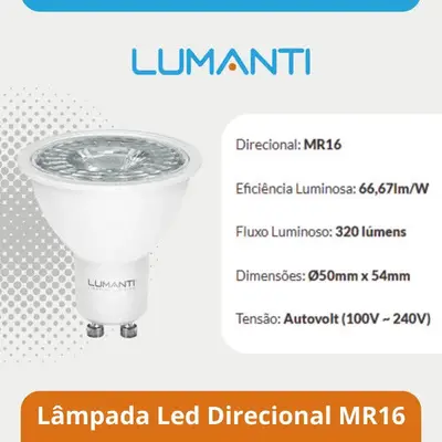 foto de Kit Lâmpada Led Dicroica Spot Arandela Mr16 Gu10 Luminária Branco-quente - 3000k