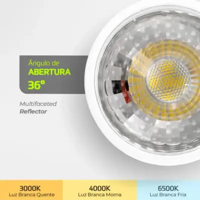 foto de Kit Lâmpada Led Dicroica Spot Arandela Mr16 Gu10 Luminária Branco-quente - 3000k