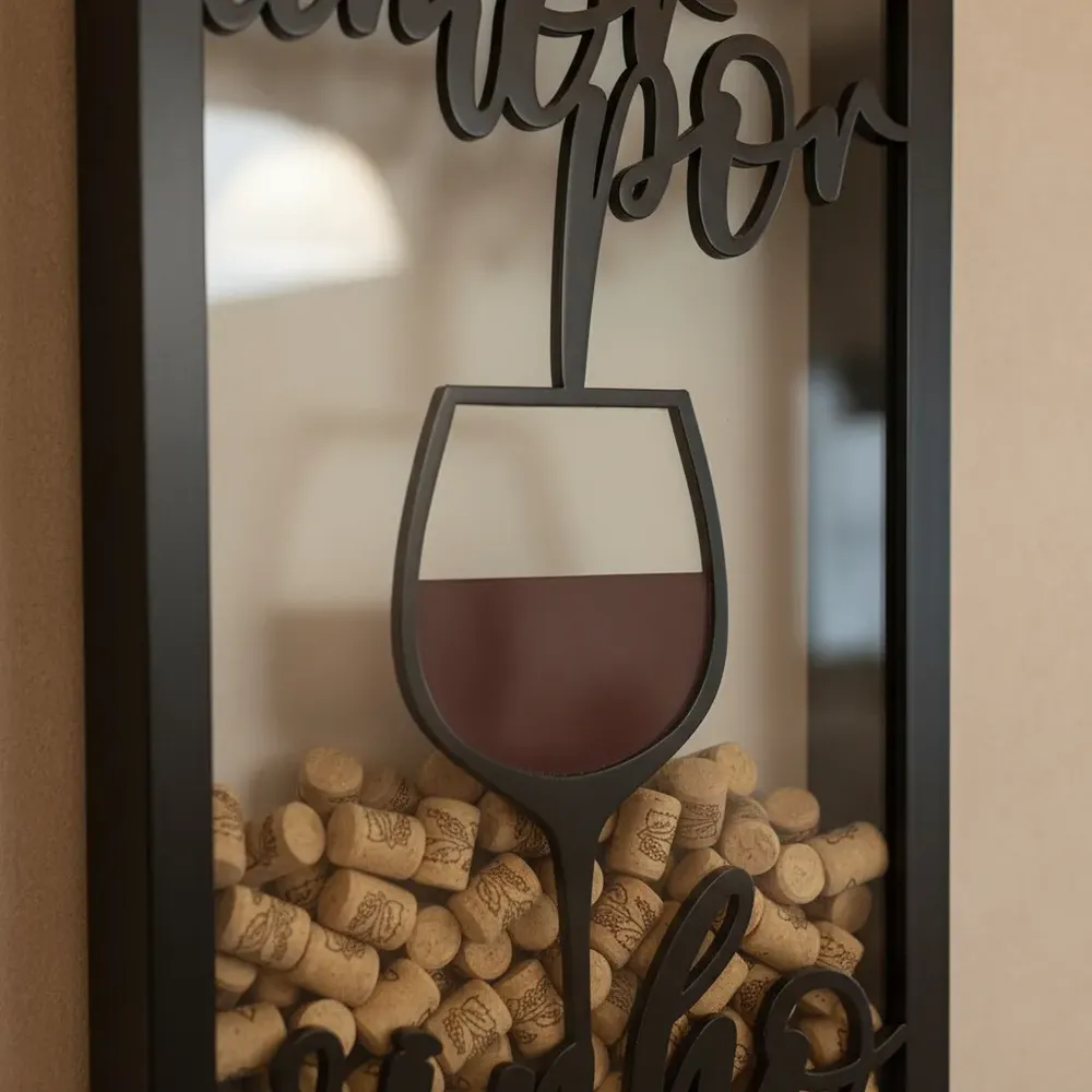 Quadro Porta Rolhas Decorativo Amor Por Vinho E Wine Madeira