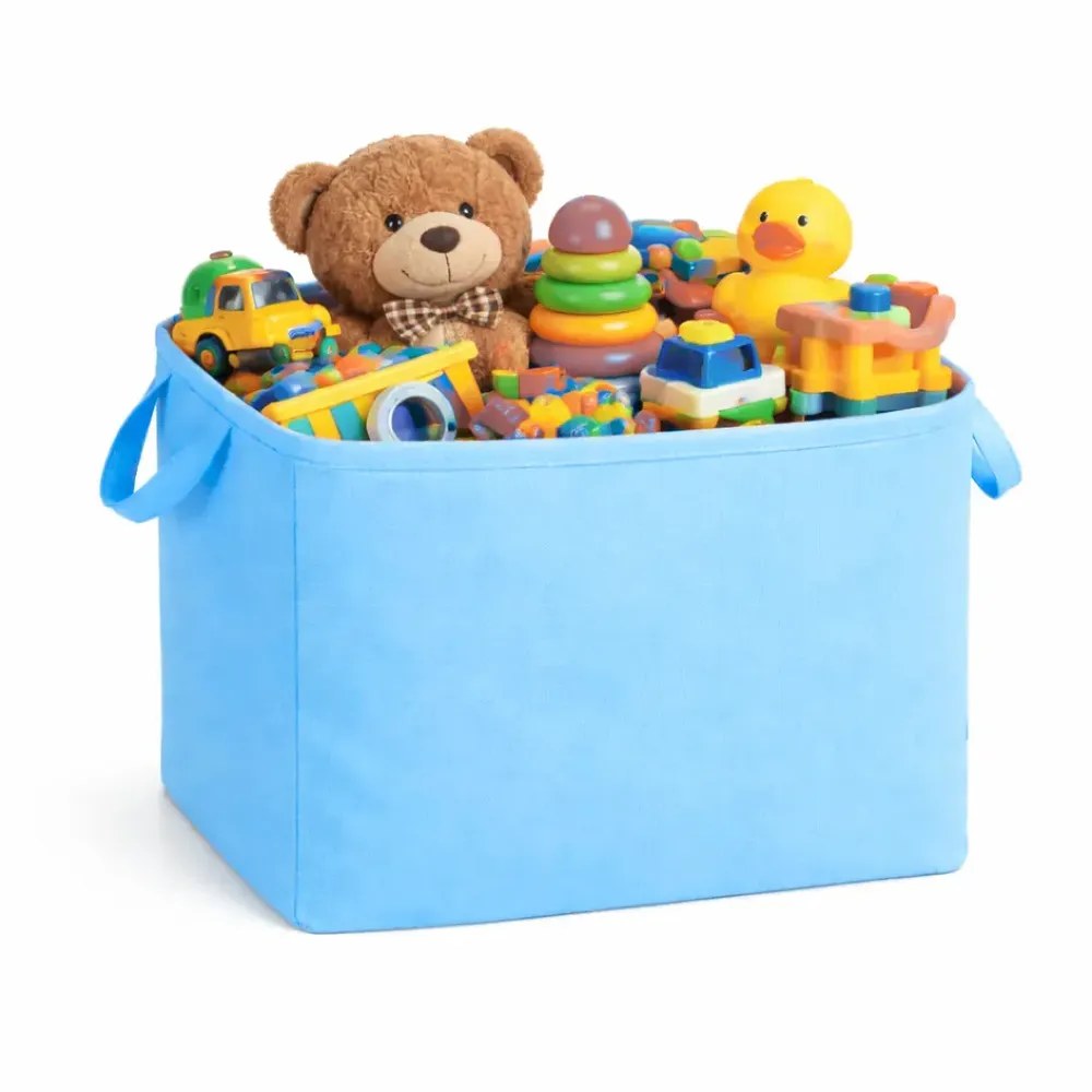 Cesto De Roupa Suja Saco De Brinquedos Caixa Organizador Dobrável Guarde Roupa Guarde Bem Azul Bebê