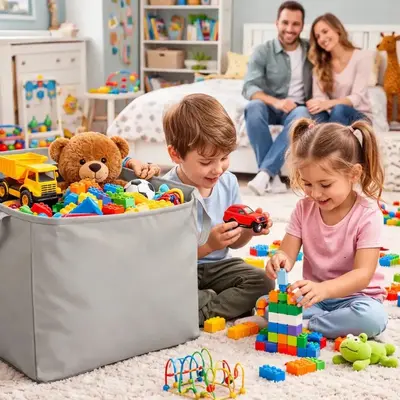 foto de Cesto De Roupa Suja Saco De Brinquedos Caixa Organizador Dobrável Guarde Roupa Guarde Bem Off-white