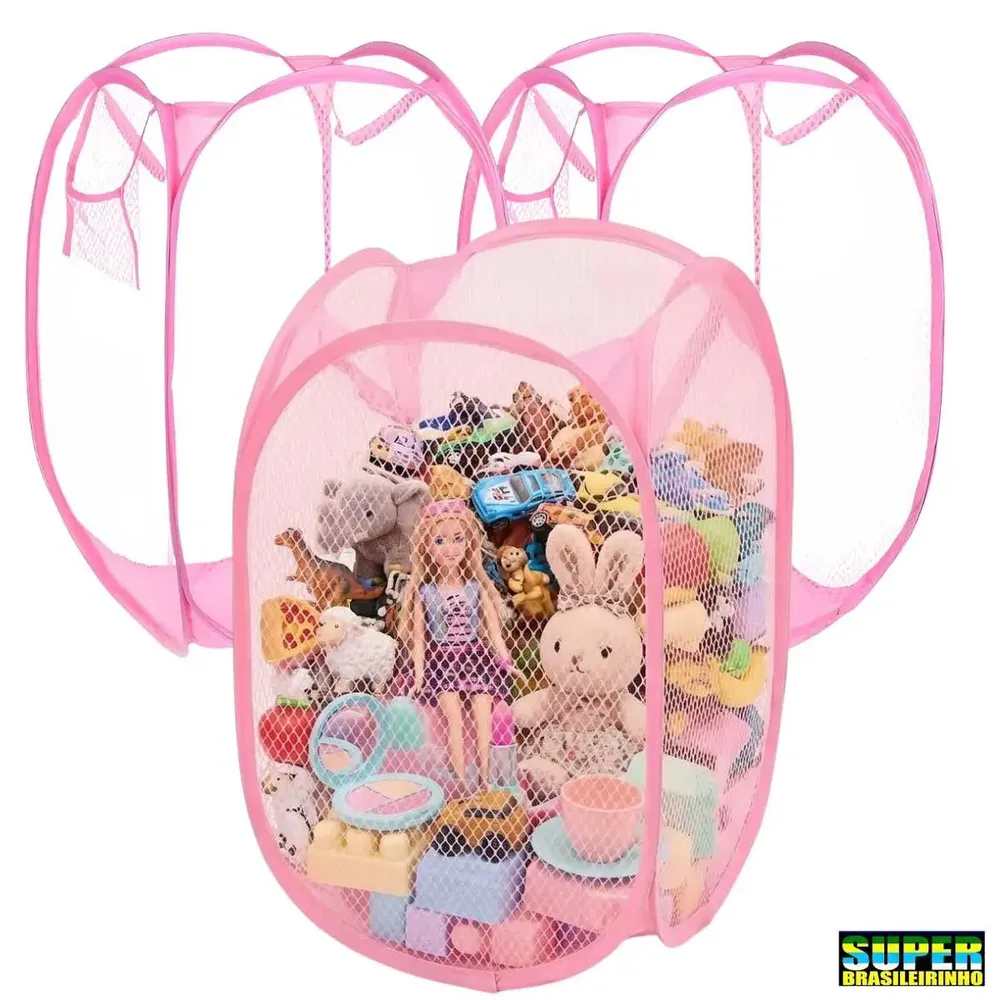 Cesto Organizador Roupas E Brinquedos Rosa Infantil