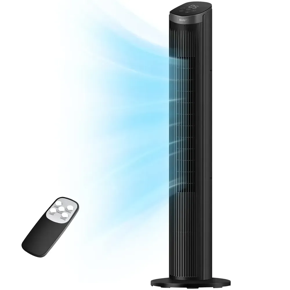 Ventilador de Torre Shawty Silencioso Com Controle Remoto e Oscilação de 90°