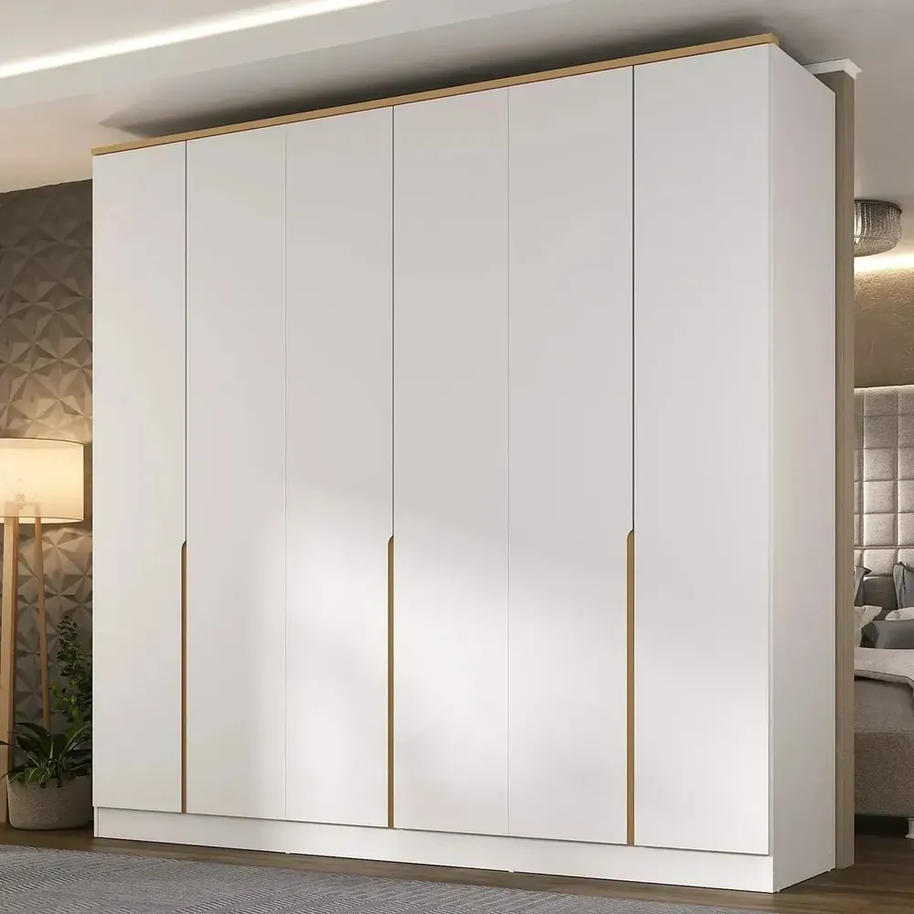 Guarda Roupa 6 Portas 4 Gavetas Logan Branco/olmo Cg