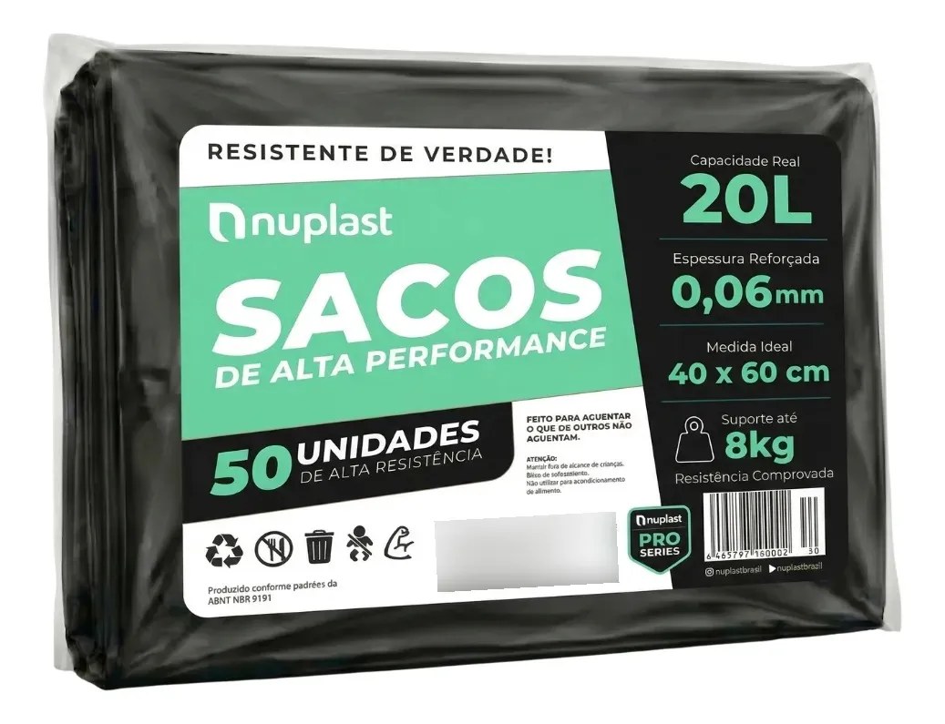 Saco De Lixo 20 Litros Reforçado 50un Nuplast Fabrica