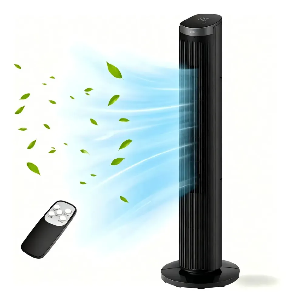 Shawty Ventilador De Torre Silencioso Com Controle Remoto Oscilação 90° De 3 Velocidades Timer De 12h Para Sala De Estar,quarto E Escritório