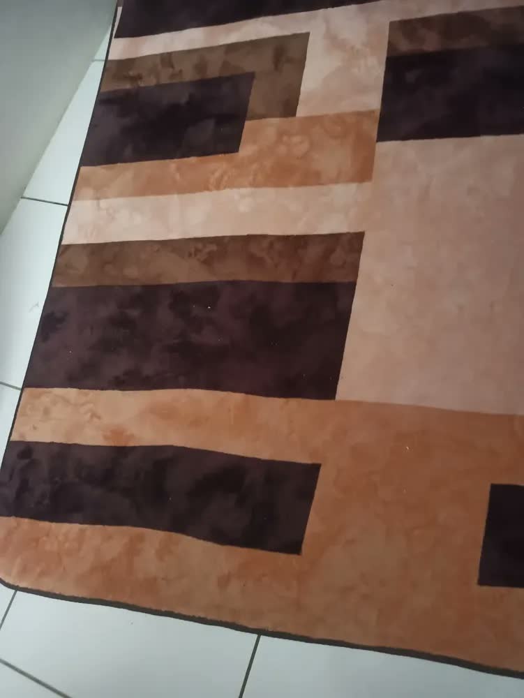 foto de Tapete 200x140 Para Sala E Quarto Aveludado Tabaco Linhas 2 M 1.4 M Tabaco Linhas