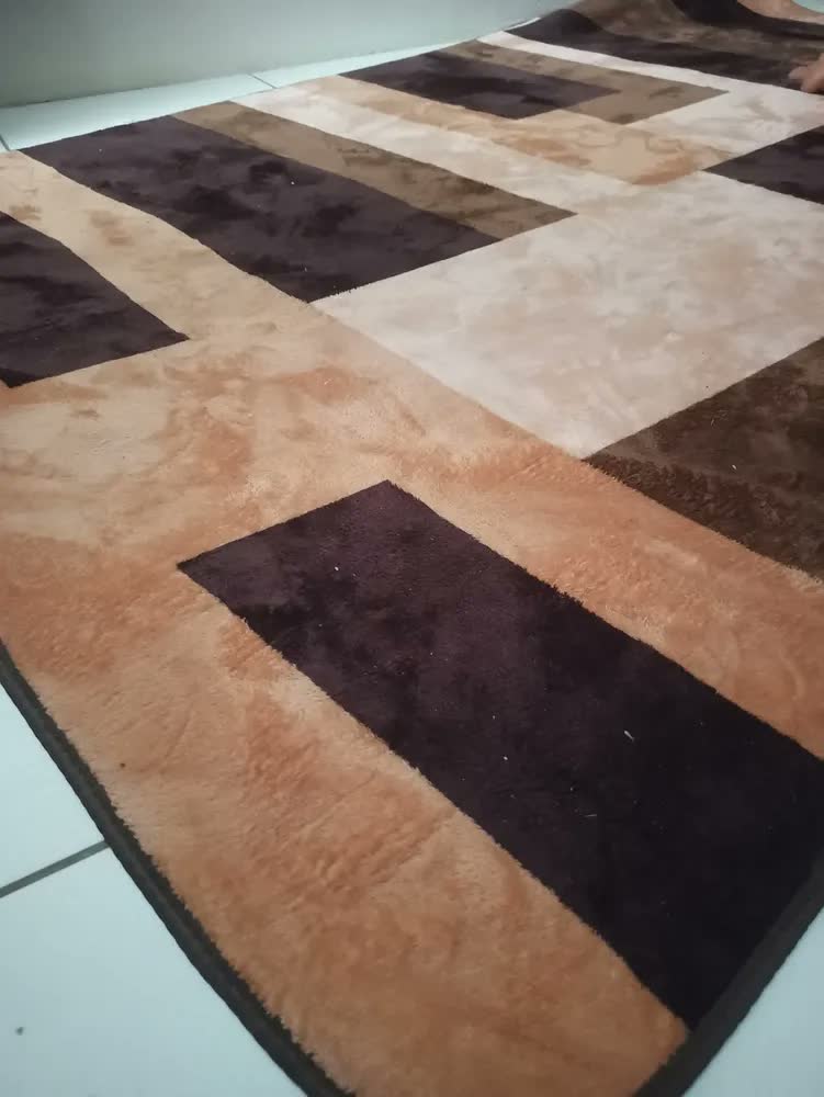 foto de Tapete 200x140 Para Sala E Quarto Aveludado Tabaco Linhas 2 M 1.4 M Tabaco Linhas