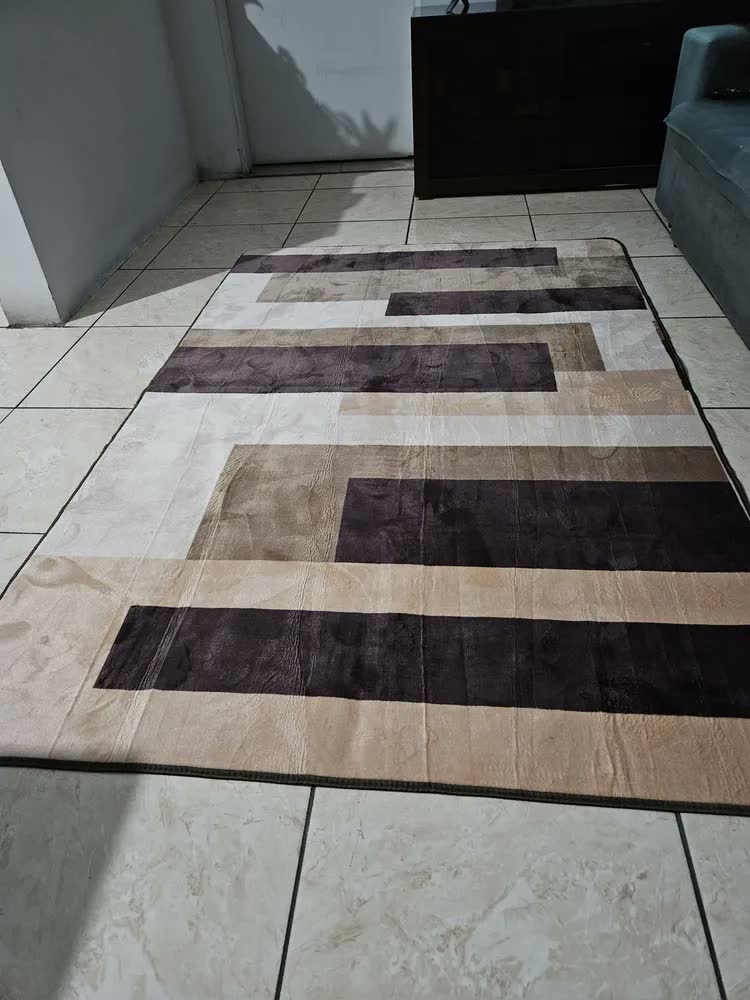 foto de Tapete 200x140 Para Sala E Quarto Aveludado Tabaco Linhas 2 M 1.4 M Tabaco Linhas