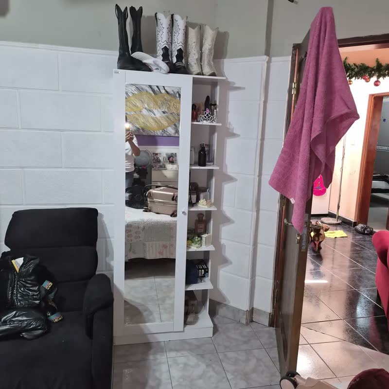 foto de Sapateira Henn Prateleira Organizadora 1 Porta Com Espelho Duetto Design Moderno Prateleiras Externas/Internas Cor Cinamomo