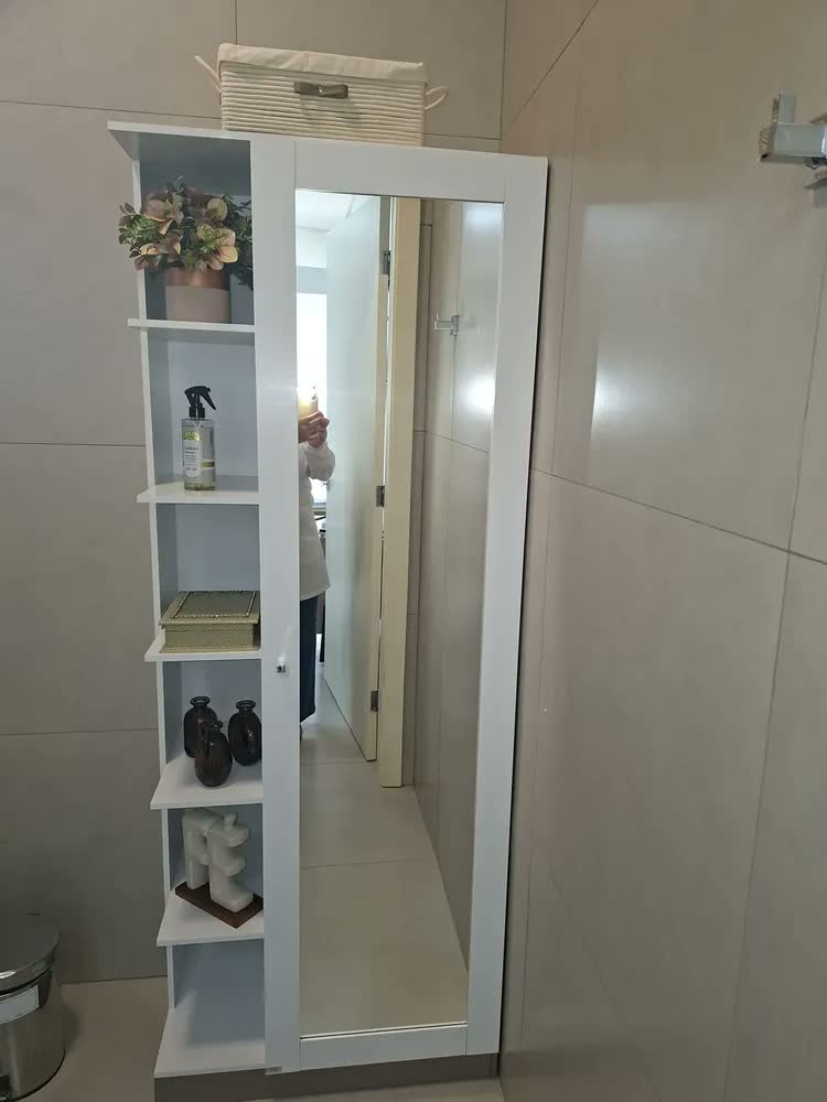 foto de Sapateira Henn Prateleira Organizadora 1 Porta Com Espelho Duetto Design Moderno Prateleiras Externas/Internas Cor Cinamomo