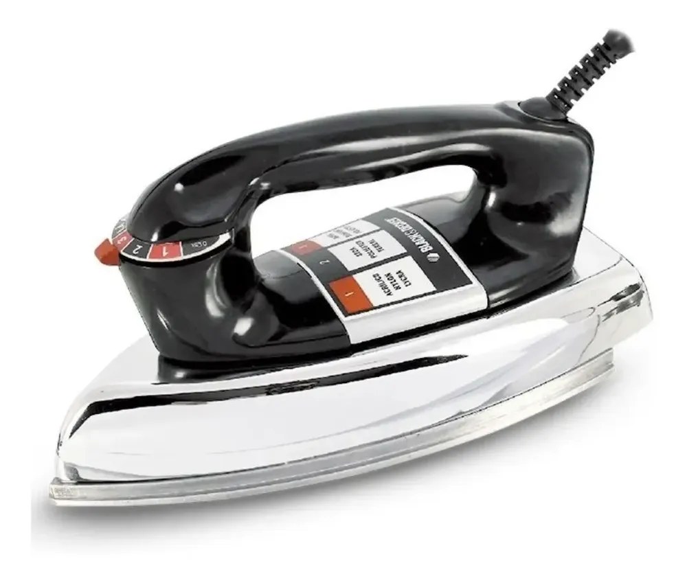 foto de Ferro De Passar Black Decker Seco Preto Ferro Passar Antigo Cor Base Prata