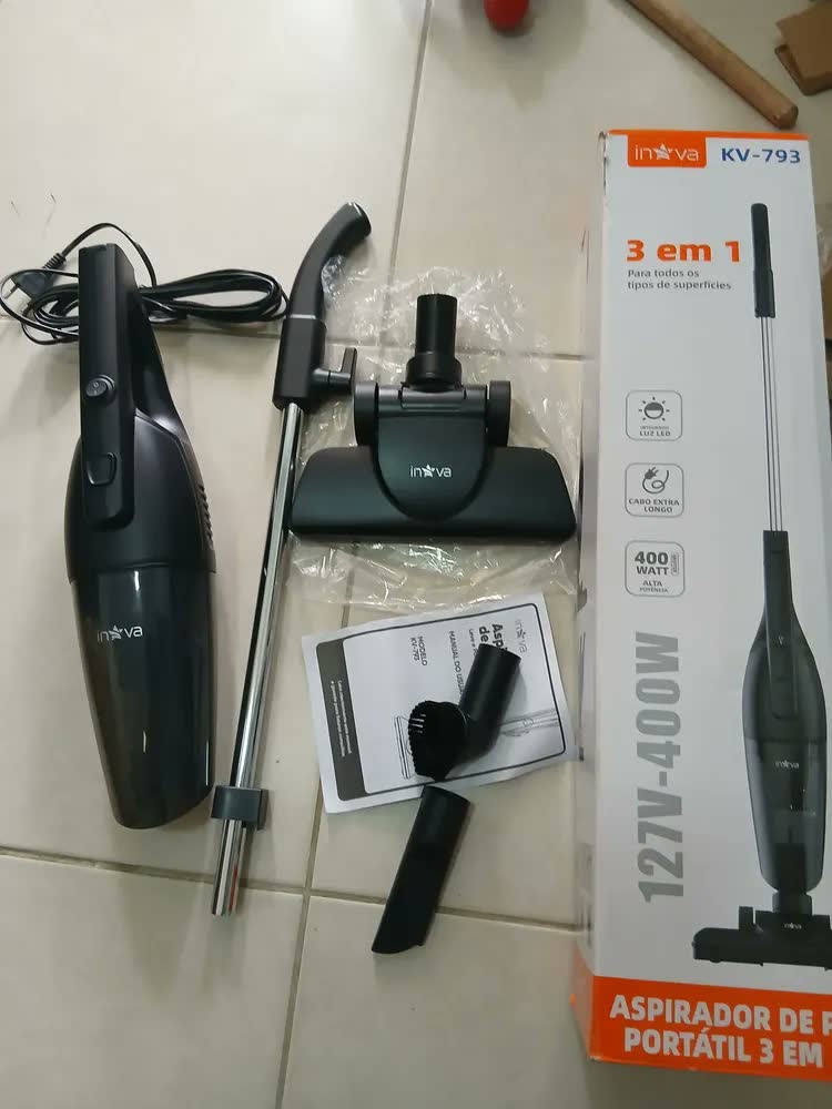 foto de Aspirador de Pó 3 Em 1 Inova KV-79 De 400W,13000PA Capacidade De 700ml, Modelo Plus De Alta Velocidade. Versátil (vertical e manual), Equipado Com Filtro HEPA E Tecnologia Ciclônica De Alta Eficiência
