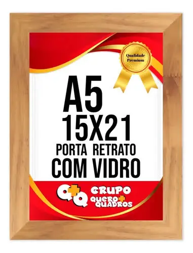 foto de Kit 4 Porta Retrato 15x21 Moldura Laqueada Fosco Vidro Comum Cor Mel