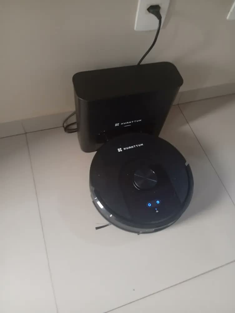 foto de Aspirador Robô Kuanttum X10 Com Base Autolimpeza para Pó e Mapeamento Laser