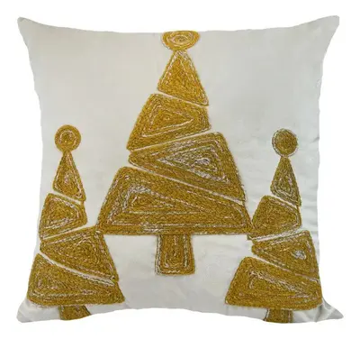 foto de Almofada Natalina Veludo 45x45 Árvore Dourada Dourado Árvore Dourada