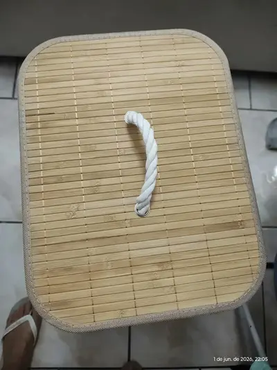 foto de Cesto Organizador De Roupa Suja Bambu 72l Dobrável Grande Bambu