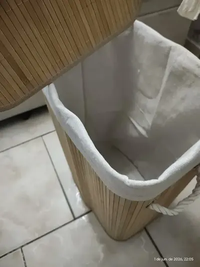 foto de Cesto Organizador De Roupa Suja Bambu 72l Dobrável Grande Bambu