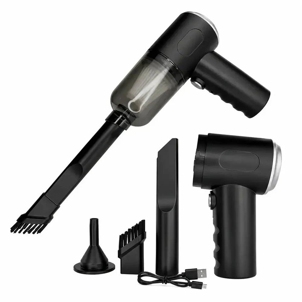 foto de Mini Aspirador de Pó Portátil Sem Fio 3 em 1 Recarregável USB Aspirador e Soprador Potente 6000Pa Automotivo de Mão para Carro Casa Escritório Teclado Sofá Notebook com Filtro Lavável