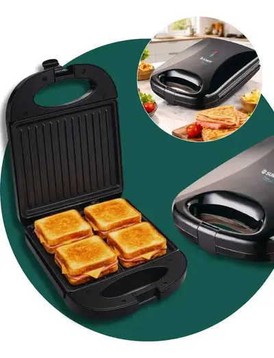 foto de Sanduicheira Elétrica Grande 4 Lanches 1200w Misteira Eletrica Sanduicheira Grill 3 Em 1